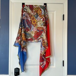 Talbots Women's Shaw wrap scarf multi color blue red